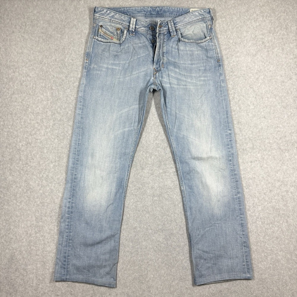 Diesel LARKEE Jeans Men 32x30 Light Wash Straight Leg Faded Hemmed 008SZ